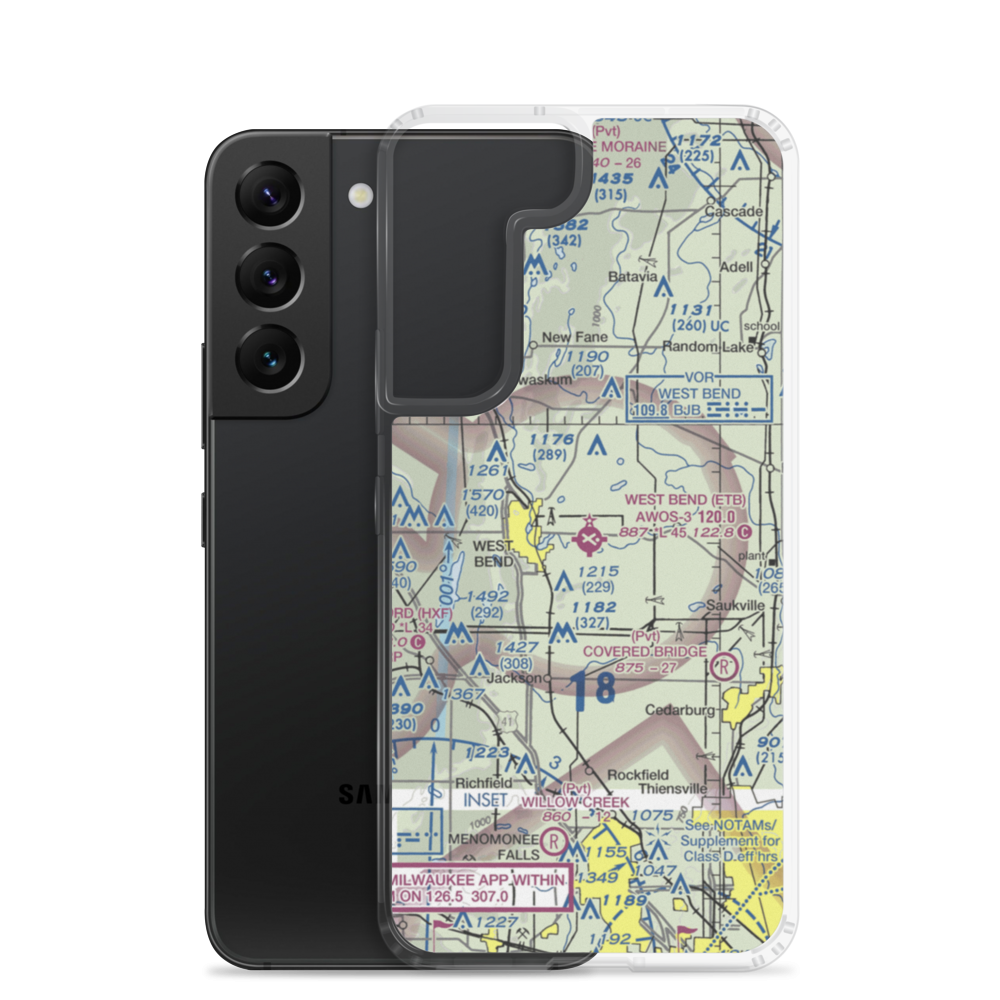 West Bend Municipal Airport (ETB) VFR Sectional Samsung Case Samsung Galaxy S22 model shown