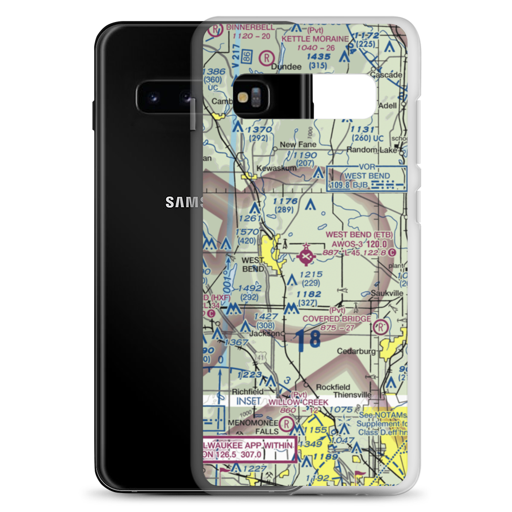 West Bend Municipal Airport (ETB) VFR Sectional Samsung Case Samsung Galaxy S10+ model shown