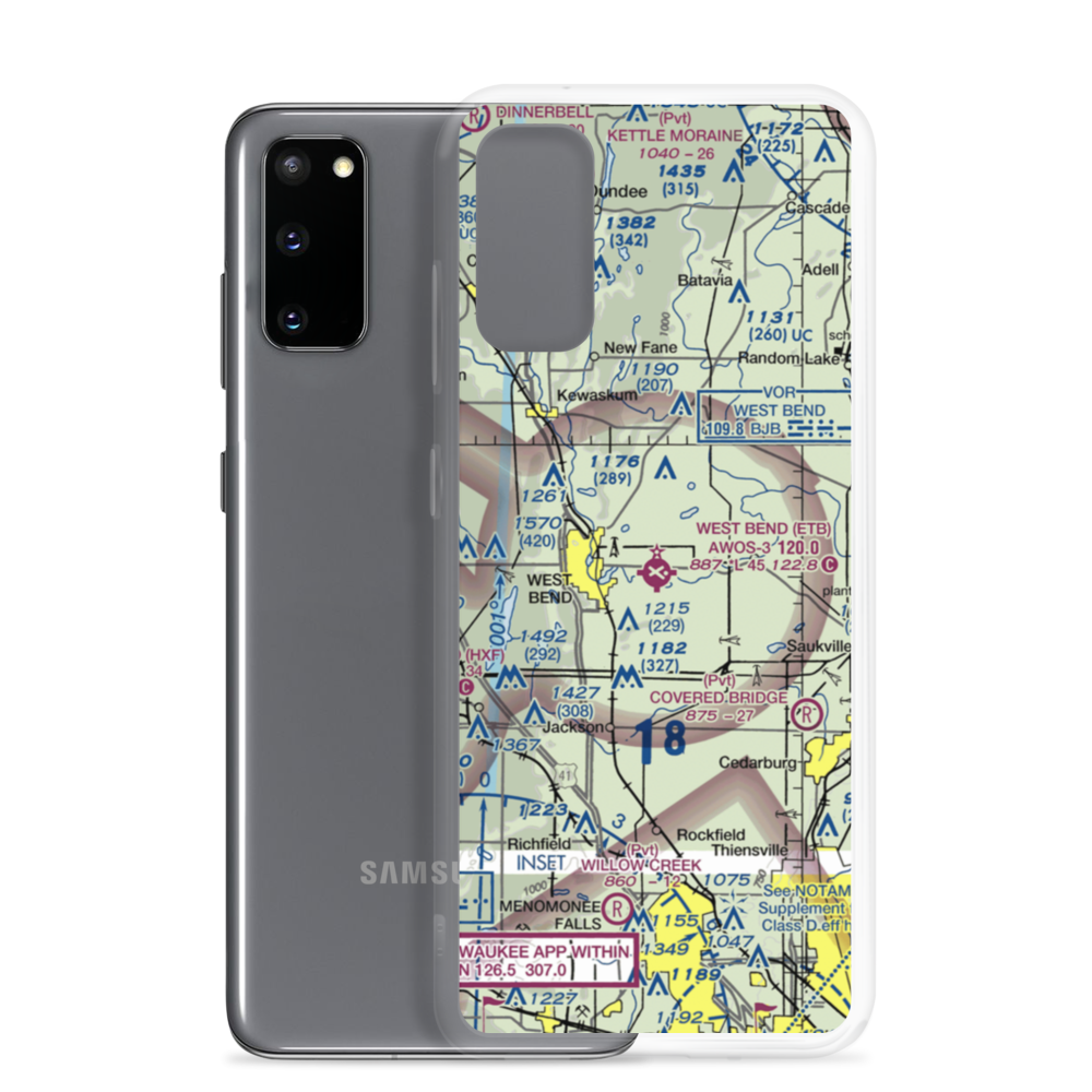 West Bend Municipal Airport (ETB) VFR Sectional Samsung Case Samsung Galaxy S20 model shown