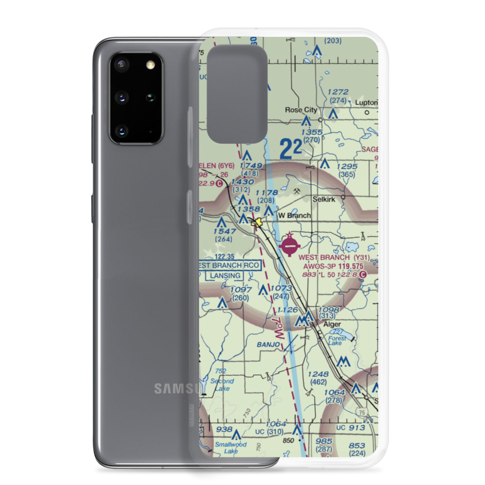 West Branch Community Airport (Y31) VFR Sectional Samsung Case Samsung Galaxy S20 Plus model shown