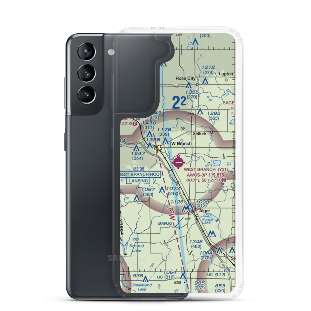 West Branch Community Airport (Y31) VFR Sectional Samsung Case Samsung Galaxy S21 model shown