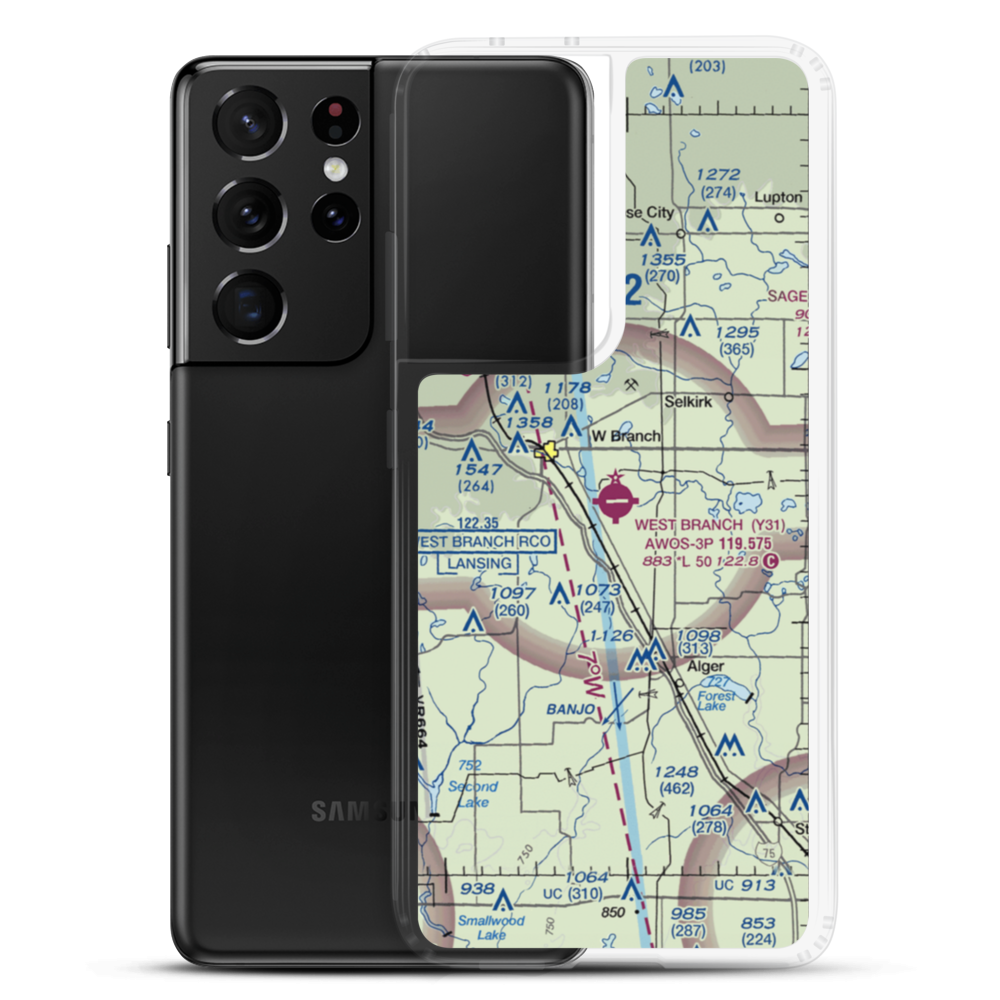 West Branch Community Airport (Y31) VFR Sectional Samsung Case Samsung Galaxy S21 Ultra model shown