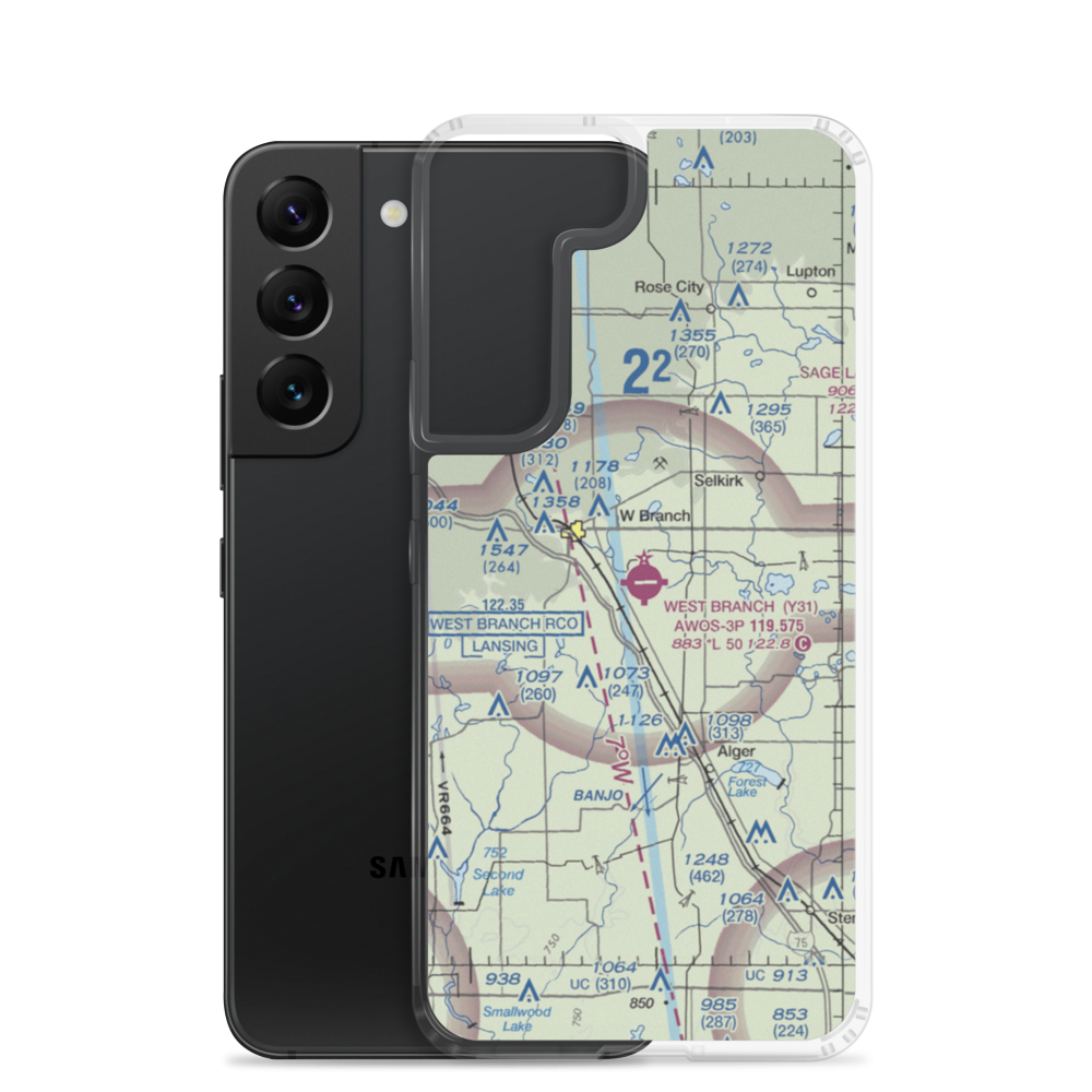 West Branch Community Airport (Y31) VFR Sectional Samsung Case Samsung Galaxy S22 model shown