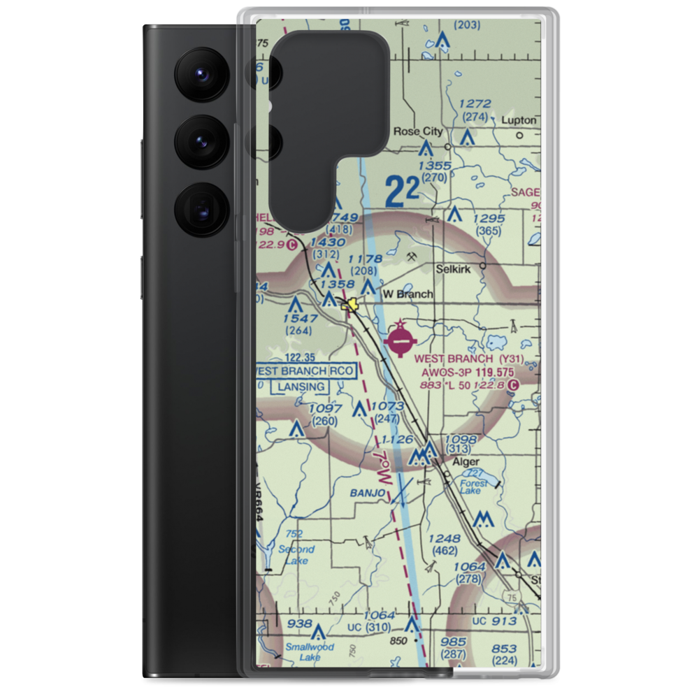 West Branch Community Airport (Y31) VFR Sectional Samsung Case Samsung Galaxy S22 Ultra model shown