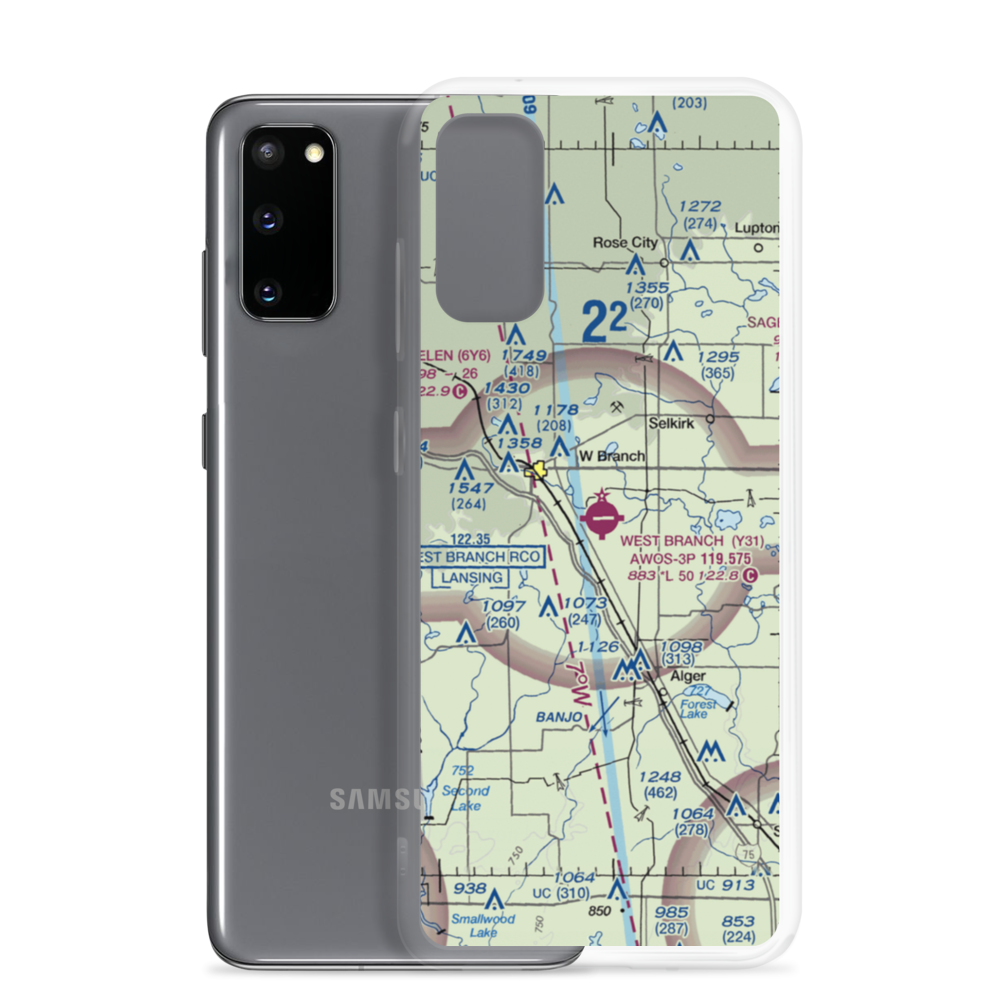 West Branch Community Airport (Y31) VFR Sectional Samsung Case Samsung Galaxy S20 model shown