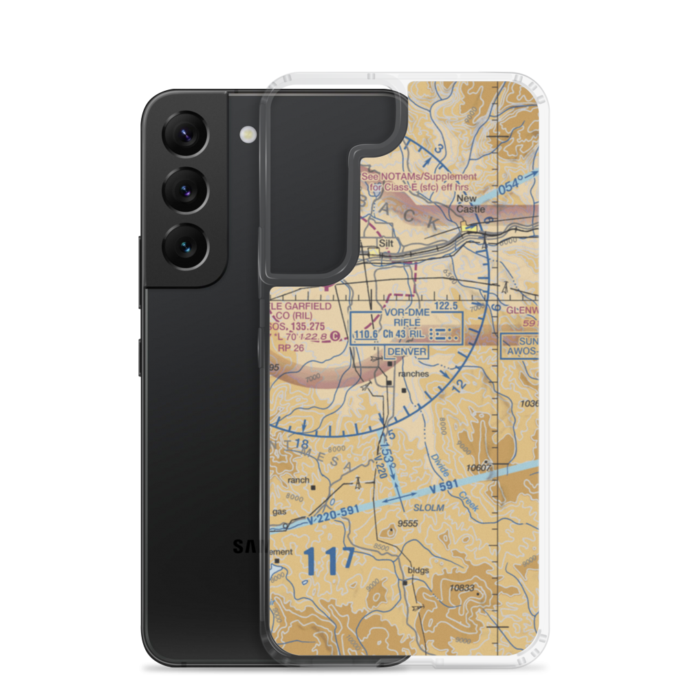 West Divide Airport (2CD4) VFR Sectional Samsung Case Samsung Galaxy S22 model shown