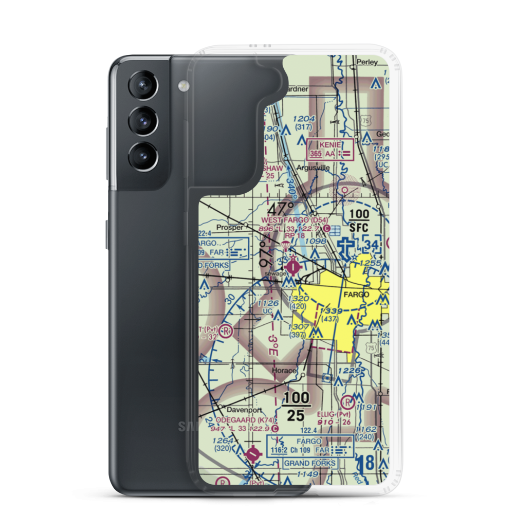 West Fargo Municipal Airport (D54) VFR Sectional Samsung Case Samsung Galaxy S21 model shown