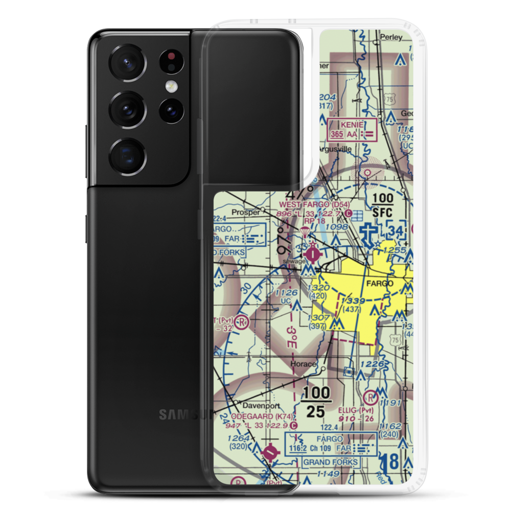 West Fargo Municipal Airport (D54) VFR Sectional Samsung Case Samsung Galaxy S21 Ultra model shown