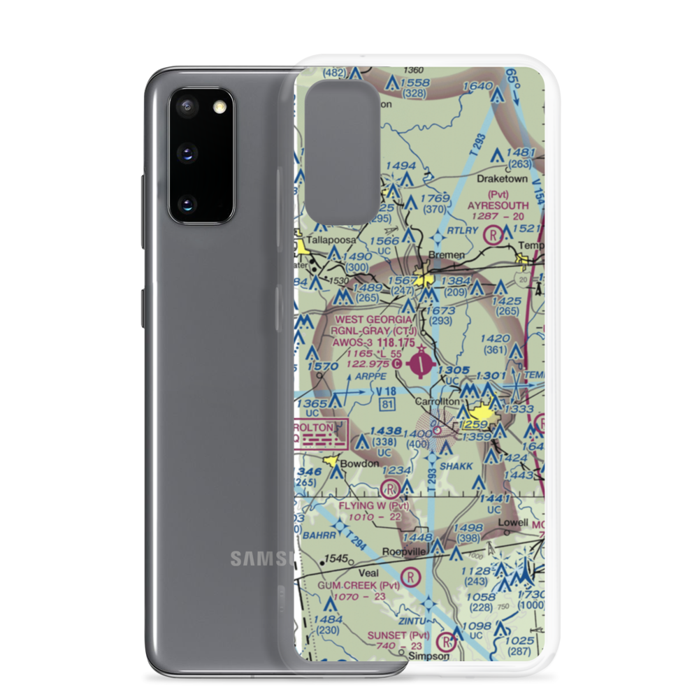 West Georgia Regional O V Gray Field (CTJ) VFR Sectional Samsung Case Samsung Galaxy S20 model shown