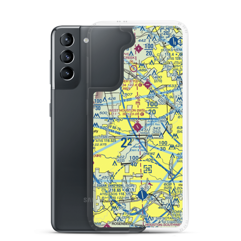 West Houston Airport (IWS) VFR Sectional Samsung Case Samsung Galaxy S21 model shown