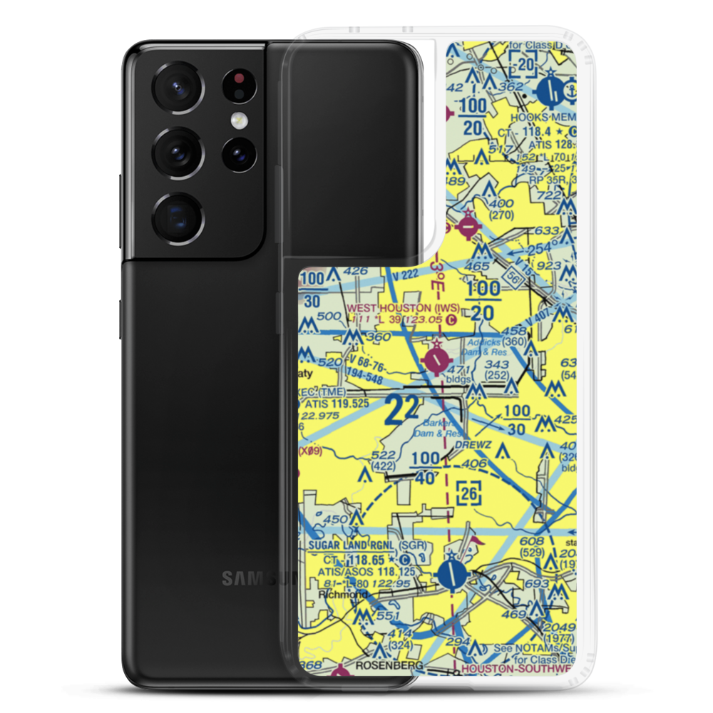 West Houston Airport (IWS) VFR Sectional Samsung Case Samsung Galaxy S21 Ultra model shown