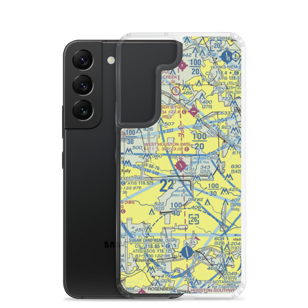 West Houston Airport (IWS) VFR Sectional Samsung Case Samsung Galaxy S22 model shown