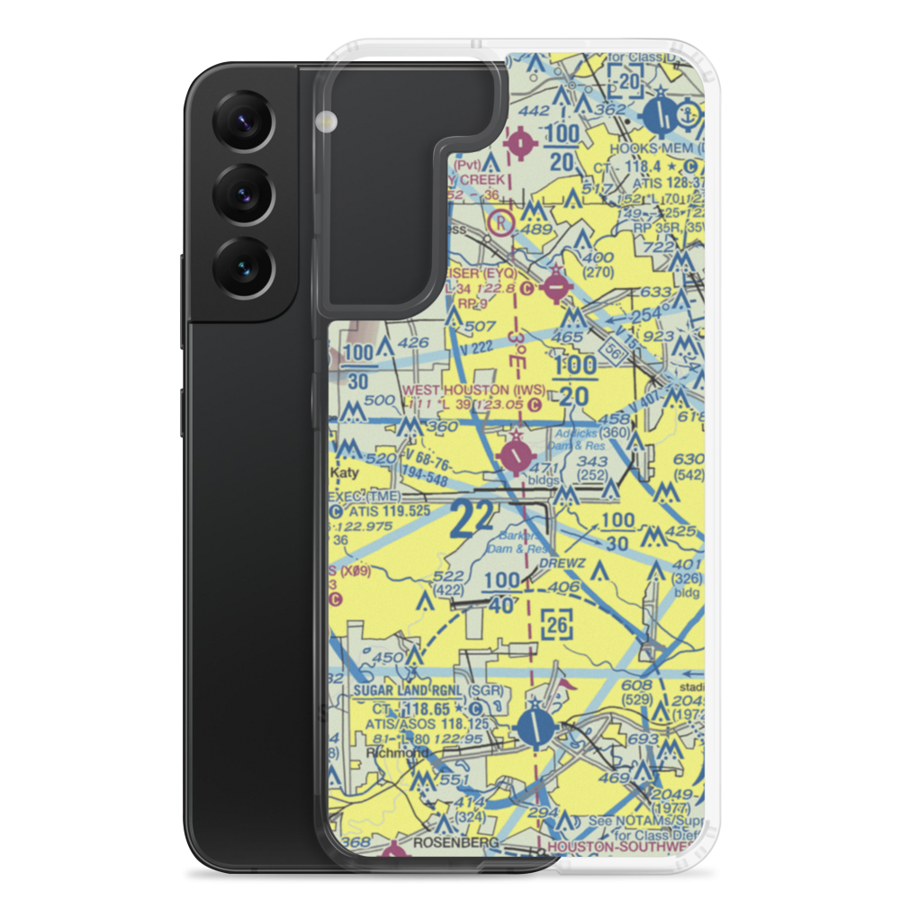 West Houston Airport (IWS) VFR Sectional Samsung Case Samsung Galaxy S22 Plus model shown