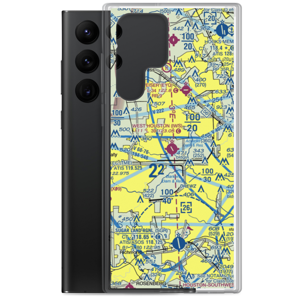 West Houston Airport (IWS) VFR Sectional Samsung Case Samsung Galaxy S22 Ultra model shown