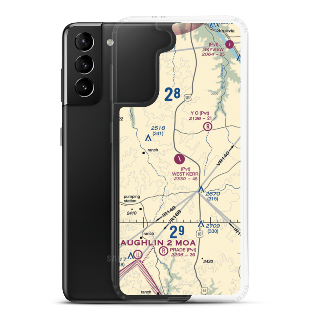 West Kerr Ranch Airport (18TA) VFR Sectional Samsung Case Samsung Galaxy S21 Plus model shown
