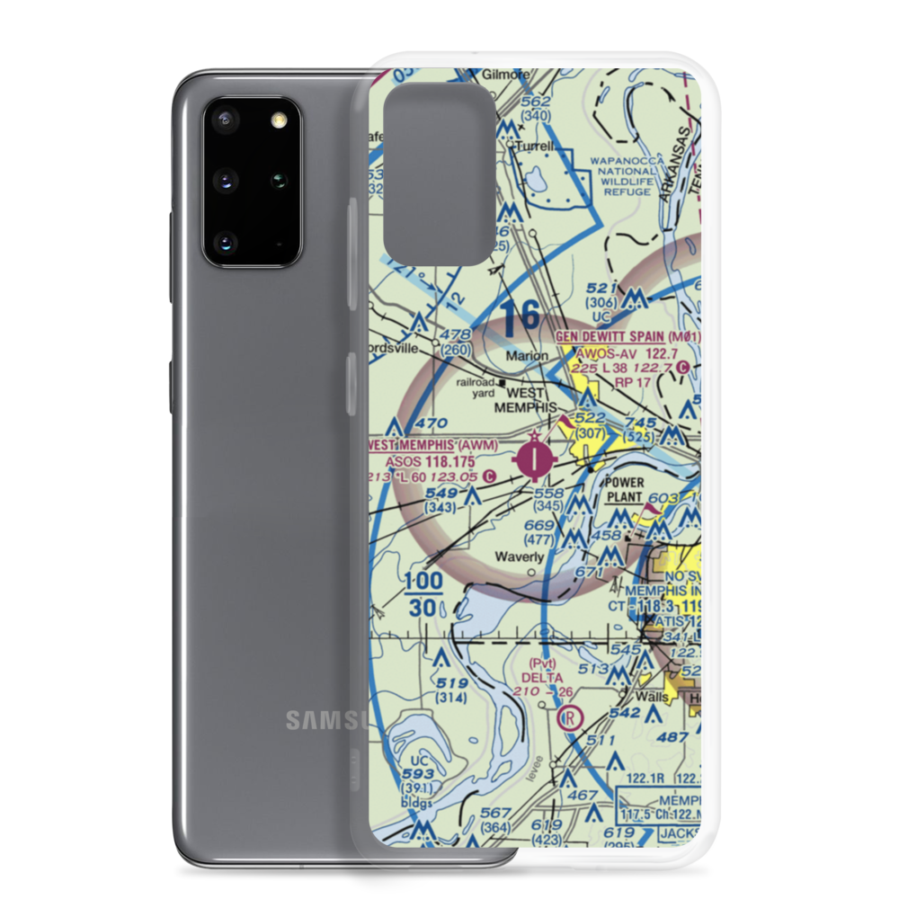 West Memphis Municipal Airport (AWM) VFR Sectional Samsung Case Samsung Galaxy S20 Plus model shown