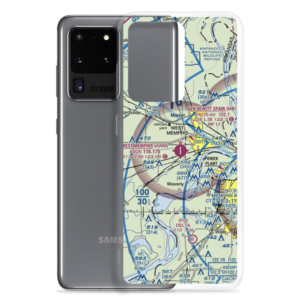 West Memphis Municipal Airport (AWM) VFR Sectional Samsung Case Samsung Galaxy S20 Ultra model shown