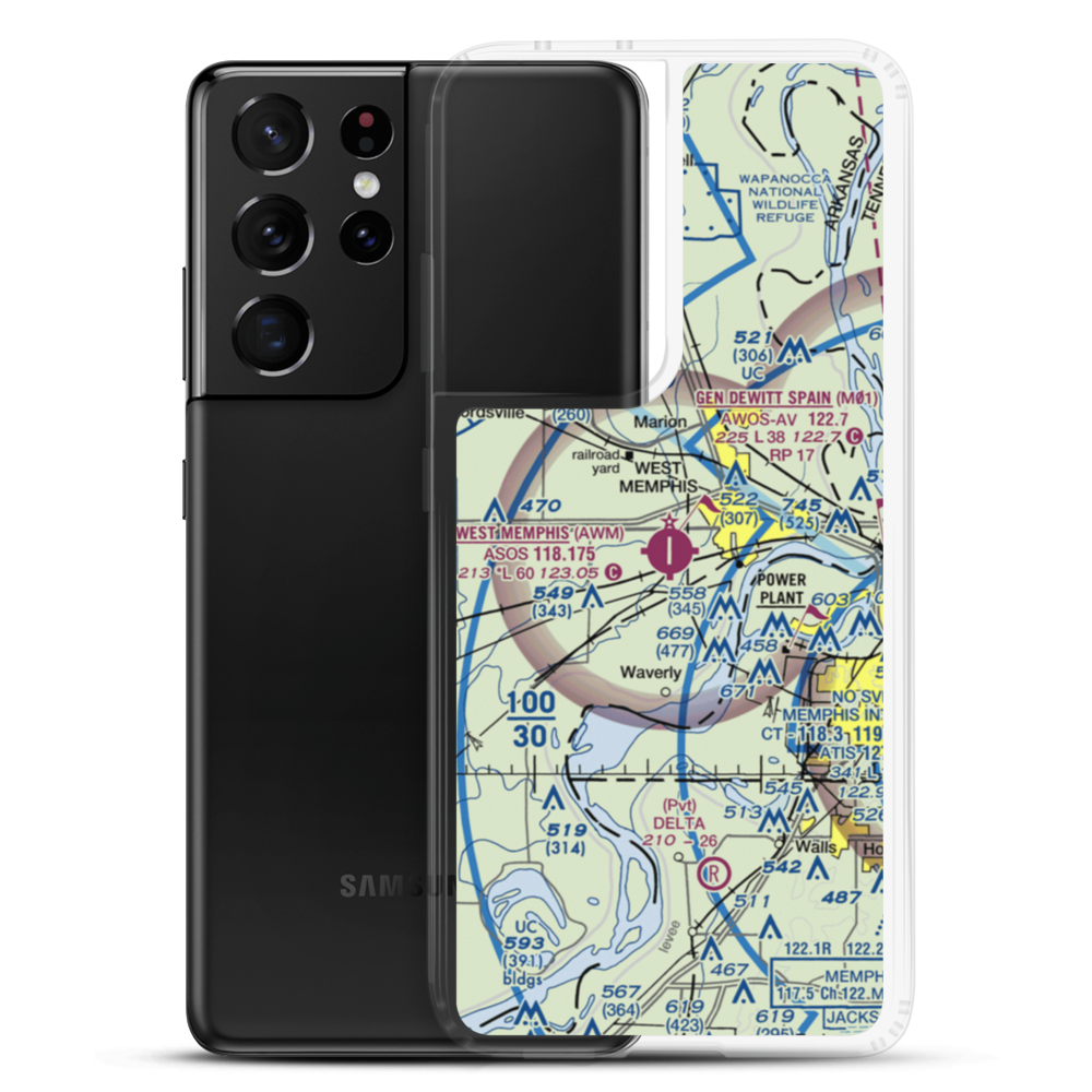 West Memphis Municipal Airport (AWM) VFR Sectional Samsung Case Samsung Galaxy S21 Ultra model shown