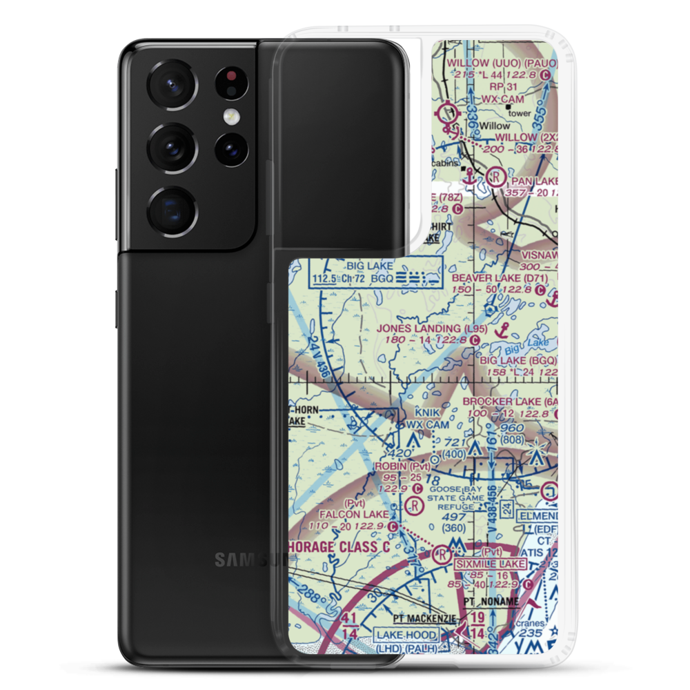 West Papoose Lake Airpark (44AK) VFR Sectional Samsung Case Samsung Galaxy S21 Ultra model shown