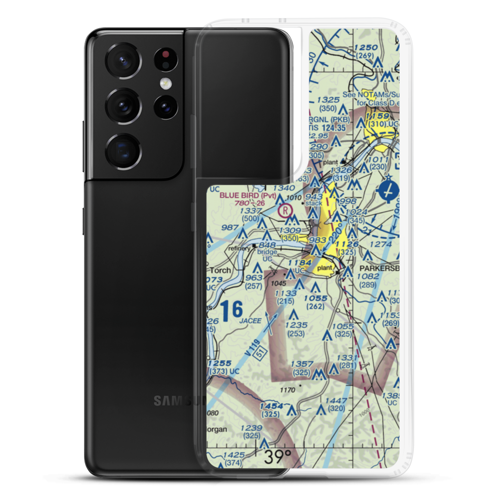 West Parkersburg Seaplane Base (WV38) VFR Sectional Samsung Case Samsung Galaxy S21 Ultra model shown