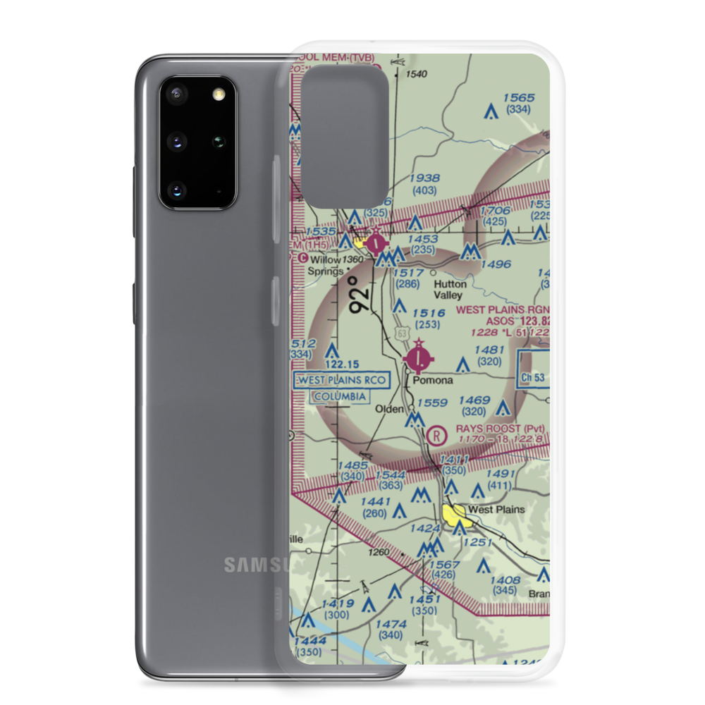 West Plains Municipal Airport (UNO) VFR Sectional Samsung Case Samsung Galaxy S20 Plus model shown