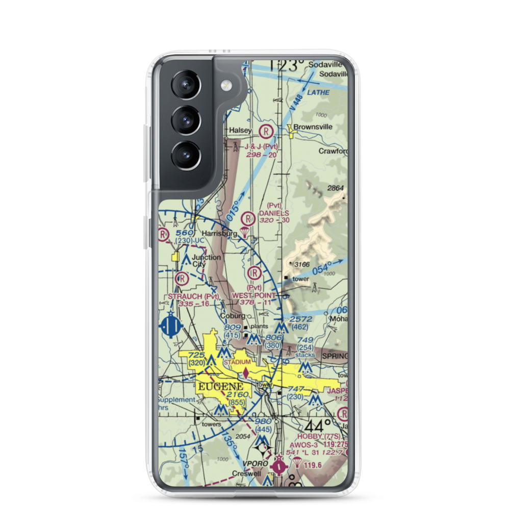 West Point Airport (OR45) VFR Sectional Samsung Case Samsung Galaxy S21 model shown
