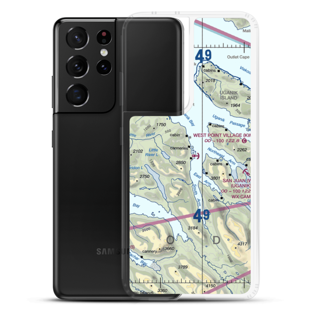 West Point Village Seaplane Base (KWP) VFR Sectional Samsung Case Samsung Galaxy S21 Ultra model shown