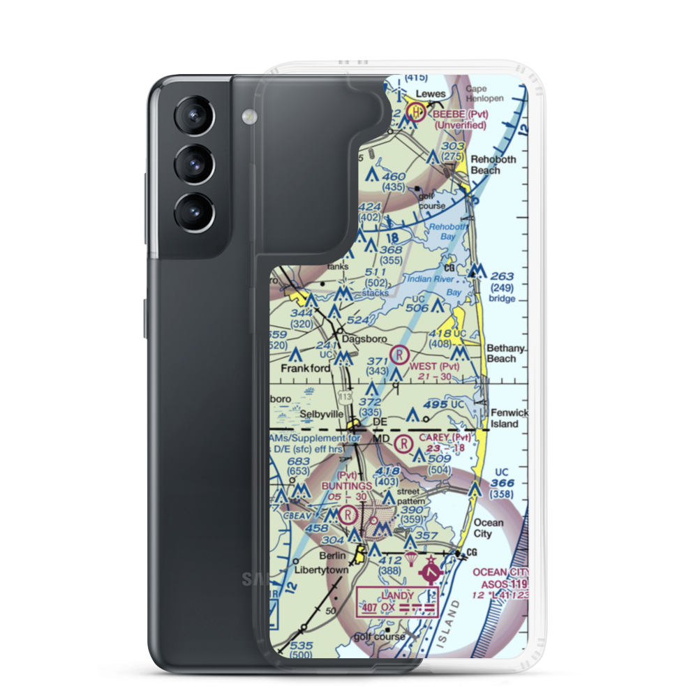 West Private Airport (DE21) VFR Sectional Samsung Case Samsung Galaxy S21 model shown