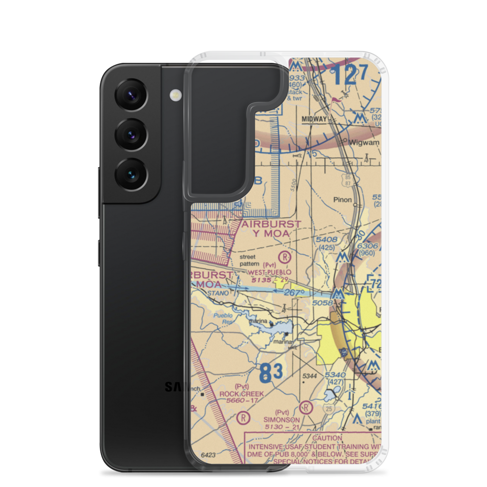 West Pueblo Airport (7CO8) VFR Sectional Samsung Case Samsung Galaxy S22 model shown