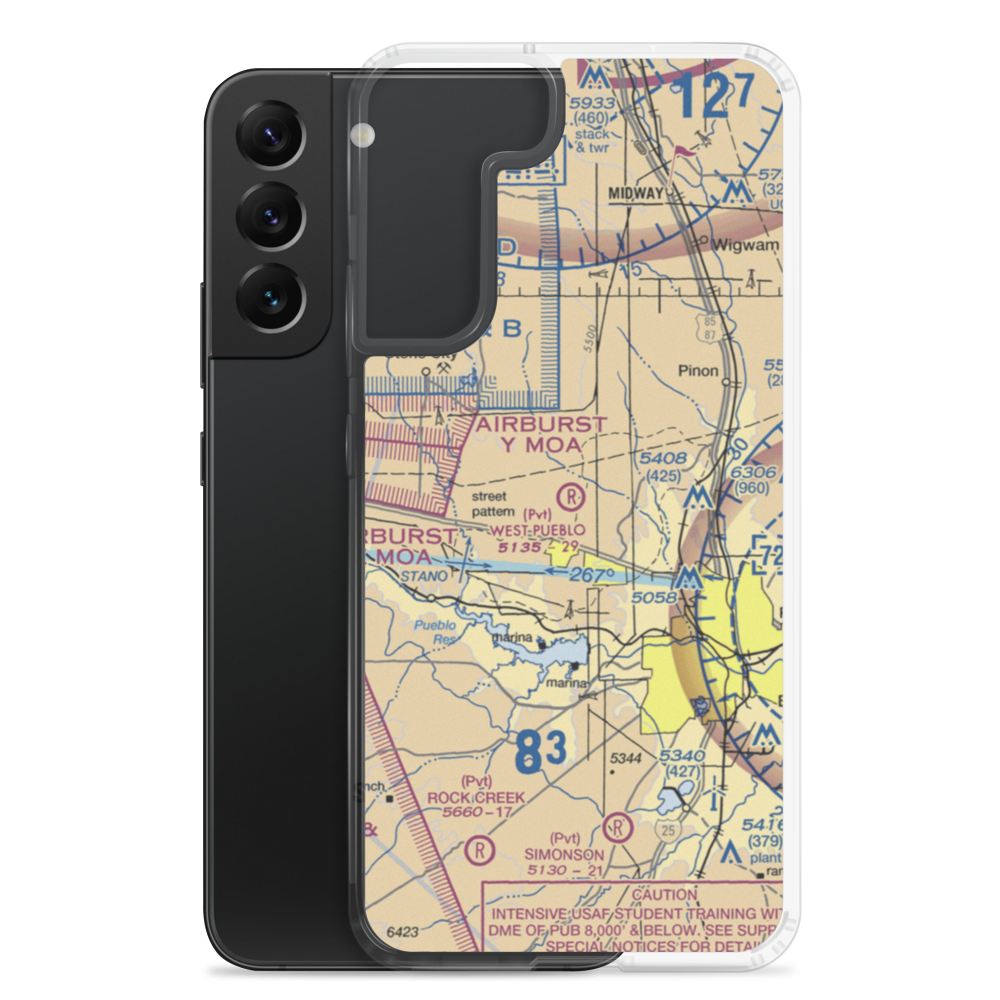West Pueblo Airport (7CO8) VFR Sectional Samsung Case Samsung Galaxy S22 Plus model shown