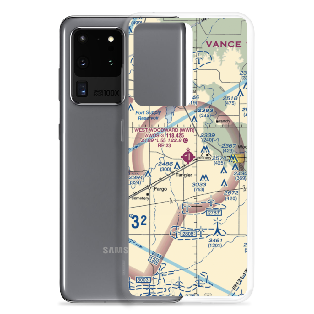 West Woodward Airport (WWR) VFR Sectional Samsung Case Samsung Galaxy S20 Ultra model shown