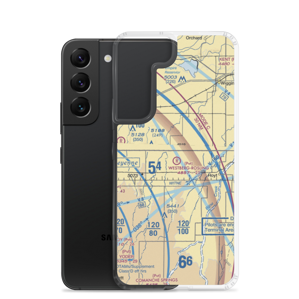 Westberg-Rosling Farms Airport (74CO) VFR Sectional Samsung Case Samsung Galaxy S22 model shown