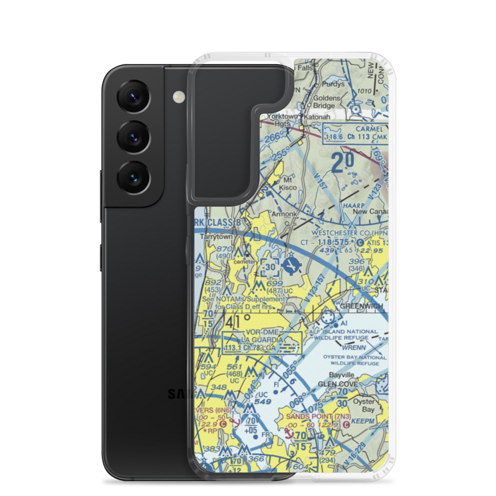 Westchester County Airport (HPN) VFR Sectional Samsung Case Samsung Galaxy S22 model shown