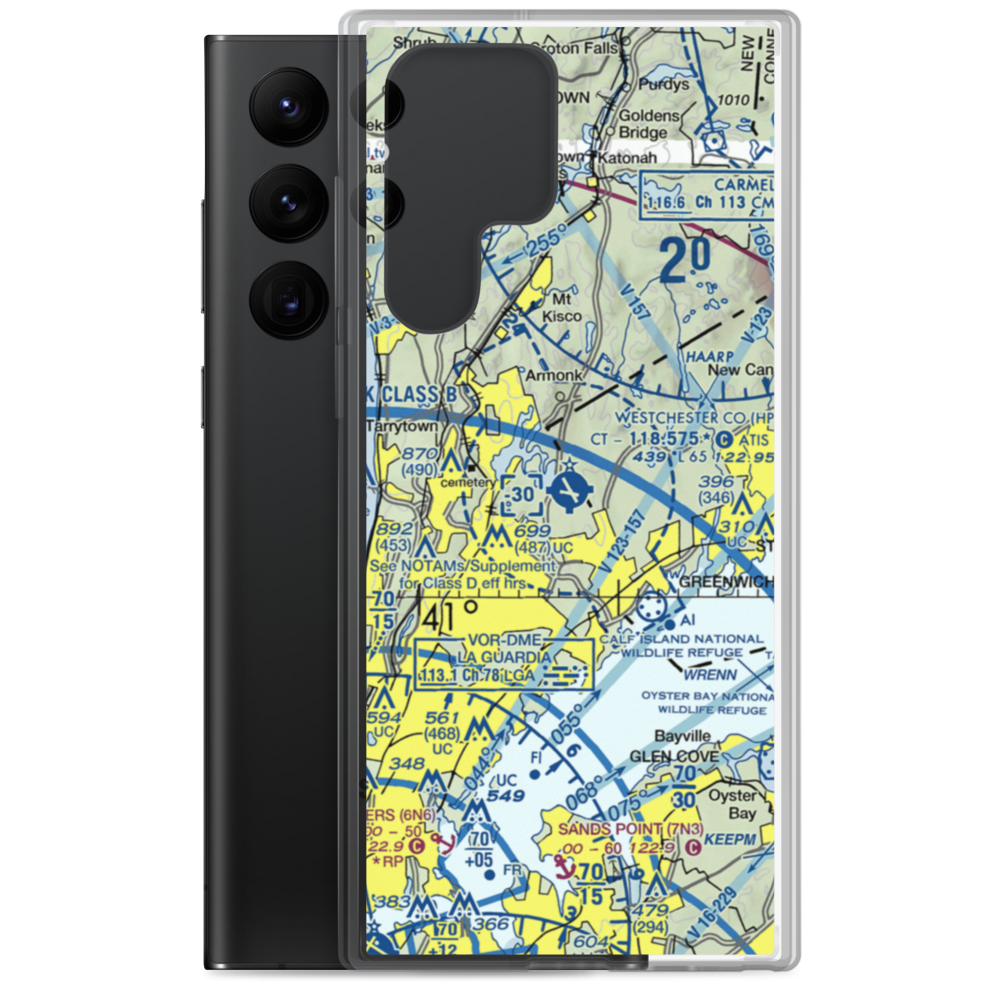 Westchester County Airport (HPN) VFR Sectional Samsung Case Samsung Galaxy S22 Ultra model shown