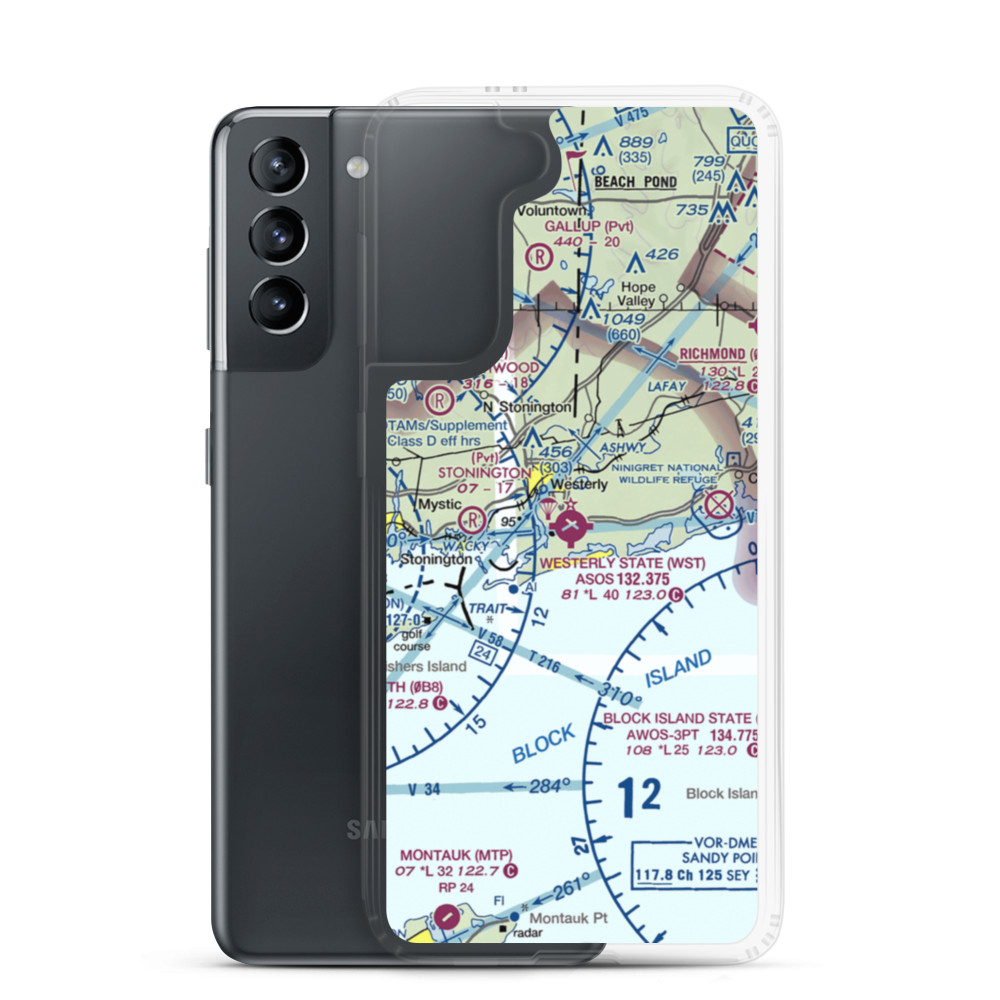 Westerly State Airport (WST) VFR Sectional Samsung Case Samsung Galaxy S21 model shown