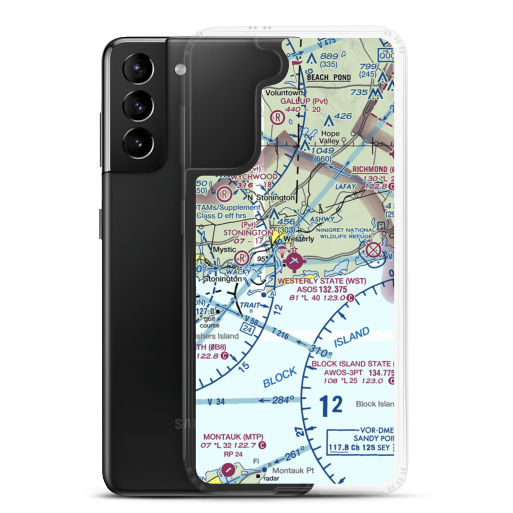 Westerly State Airport (WST) VFR Sectional Samsung Case Samsung Galaxy S21 Plus model shown