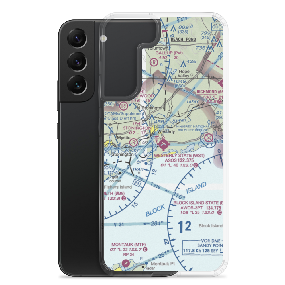 Westerly State Airport (WST) VFR Sectional Samsung Case Samsung Galaxy S22 Plus model shown