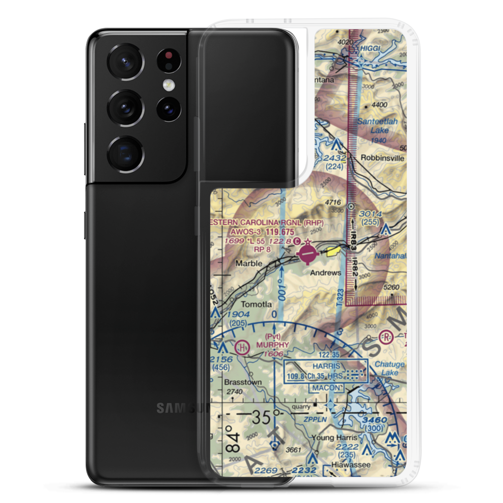 Western Carolina Regional Airport (RHP) VFR Sectional Samsung Case Samsung Galaxy S21 Ultra model shown