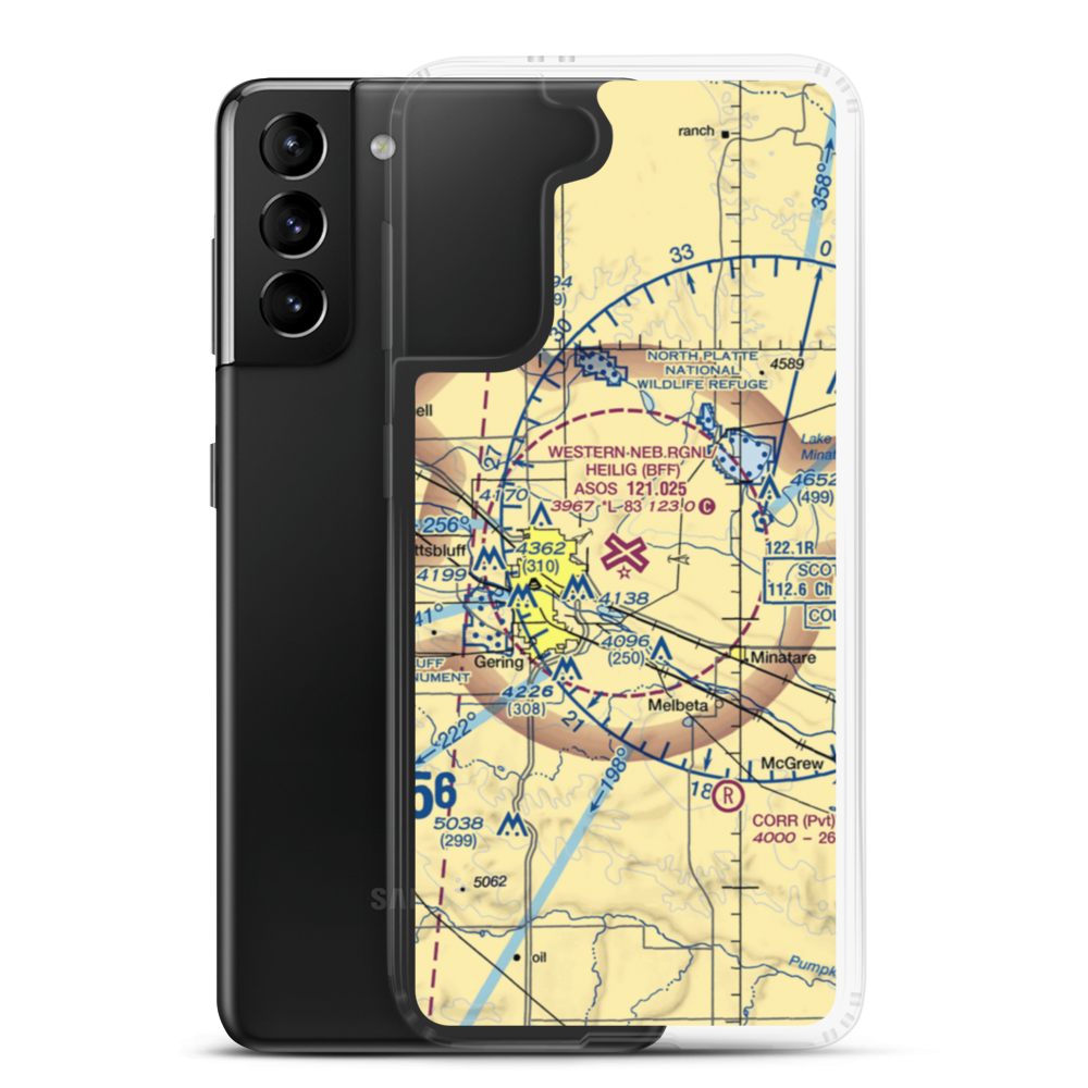 Western Neb. Rgnl/William B. Heilig Airport (BFF) VFR Sectional Samsung Case Samsung Galaxy S21 Plus model shown