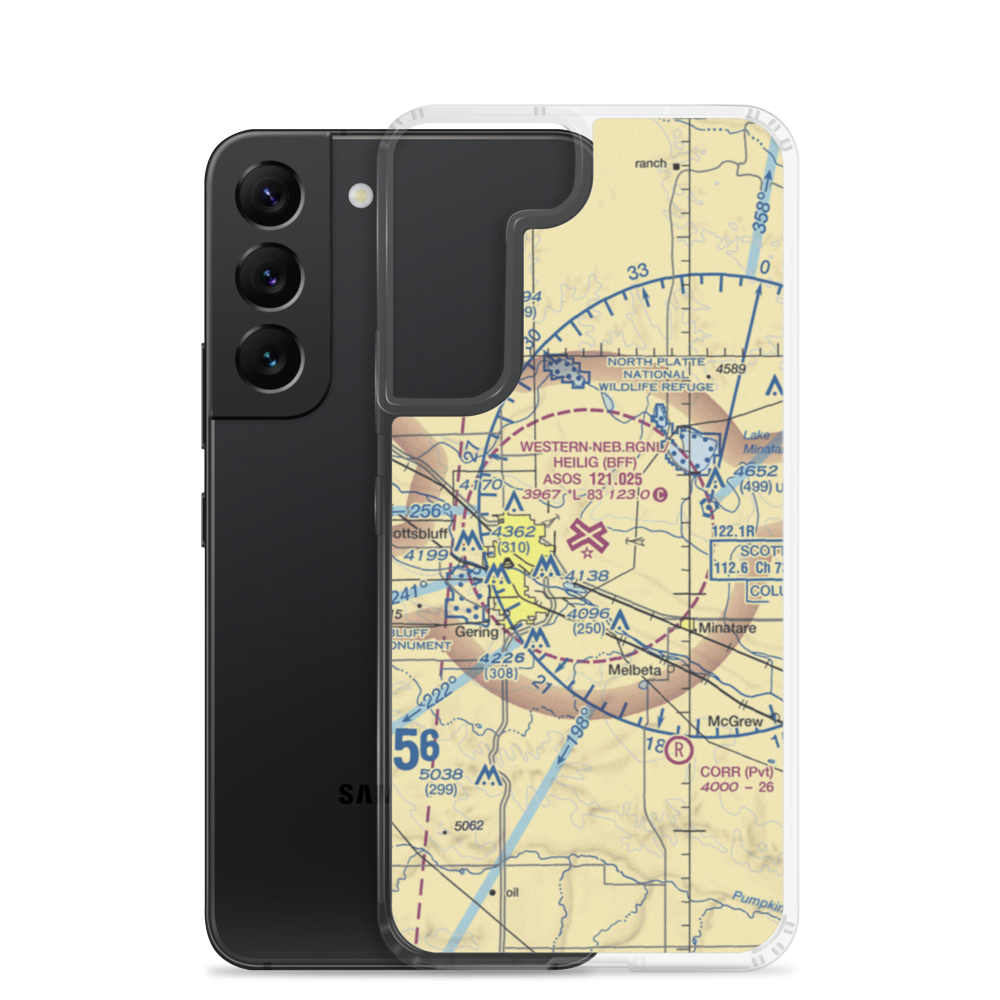 Western Neb. Rgnl/William B. Heilig Airport (BFF) VFR Sectional Samsung Case Samsung Galaxy S22 model shown