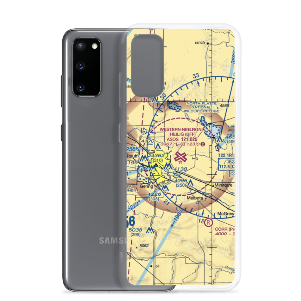Western Neb. Rgnl/William B. Heilig Airport (BFF) VFR Sectional Samsung Case Samsung Galaxy S20 model shown