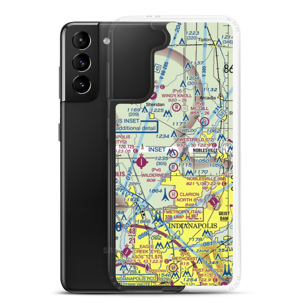 Westfield Airport (I72) VFR Sectional Samsung Case Samsung Galaxy S21 Plus model shown