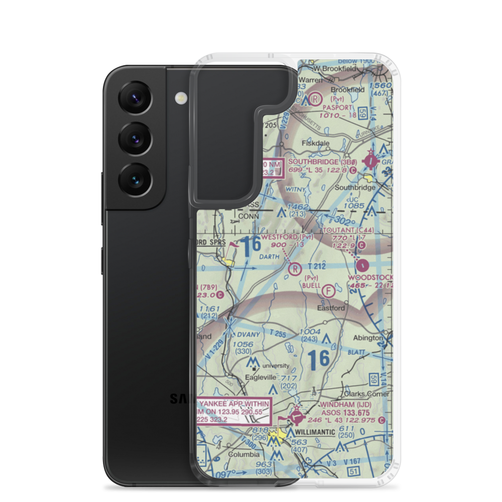Westford Airstrip (CT74) VFR Sectional Samsung Case Samsung Galaxy S22 model shown