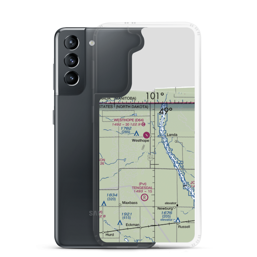 Westhope Municipal Airport (D64) VFR Sectional Samsung Case Samsung Galaxy S21 model shown