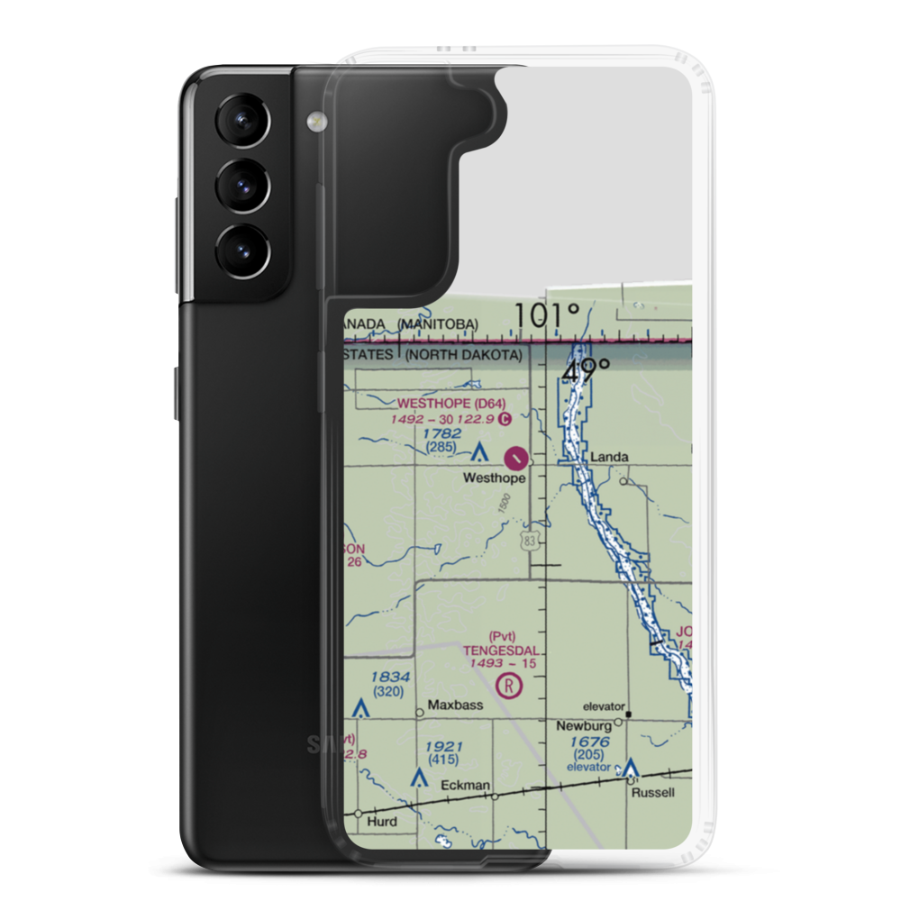 Westhope Municipal Airport (D64) VFR Sectional Samsung Case Samsung Galaxy S21 Plus model shown