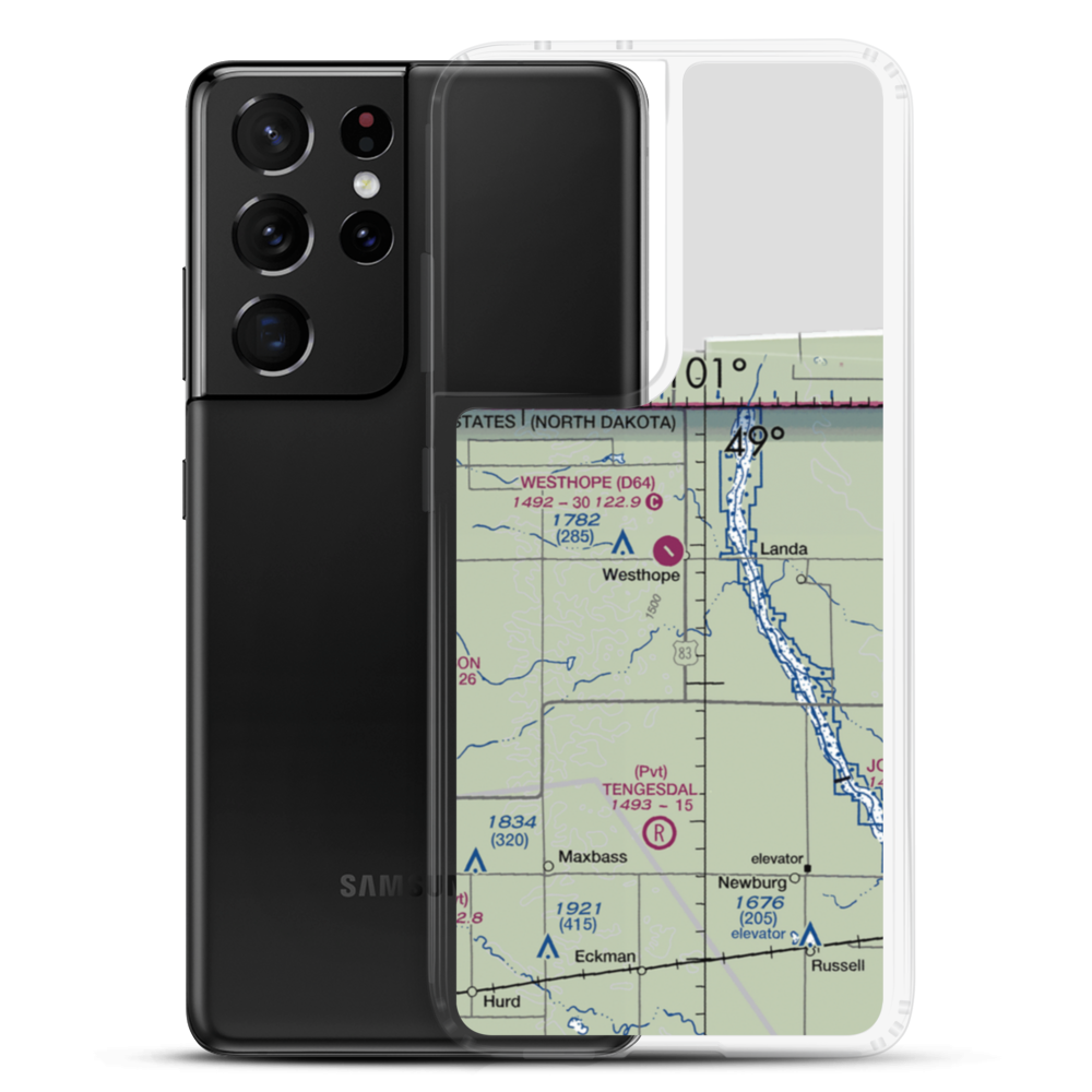 Westhope Municipal Airport (D64) VFR Sectional Samsung Case Samsung Galaxy S21 Ultra model shown