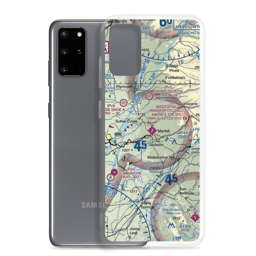 Westover Field Amador County Airport (JAQ) VFR Sectional Samsung Case Samsung Galaxy S20 Plus model shown
