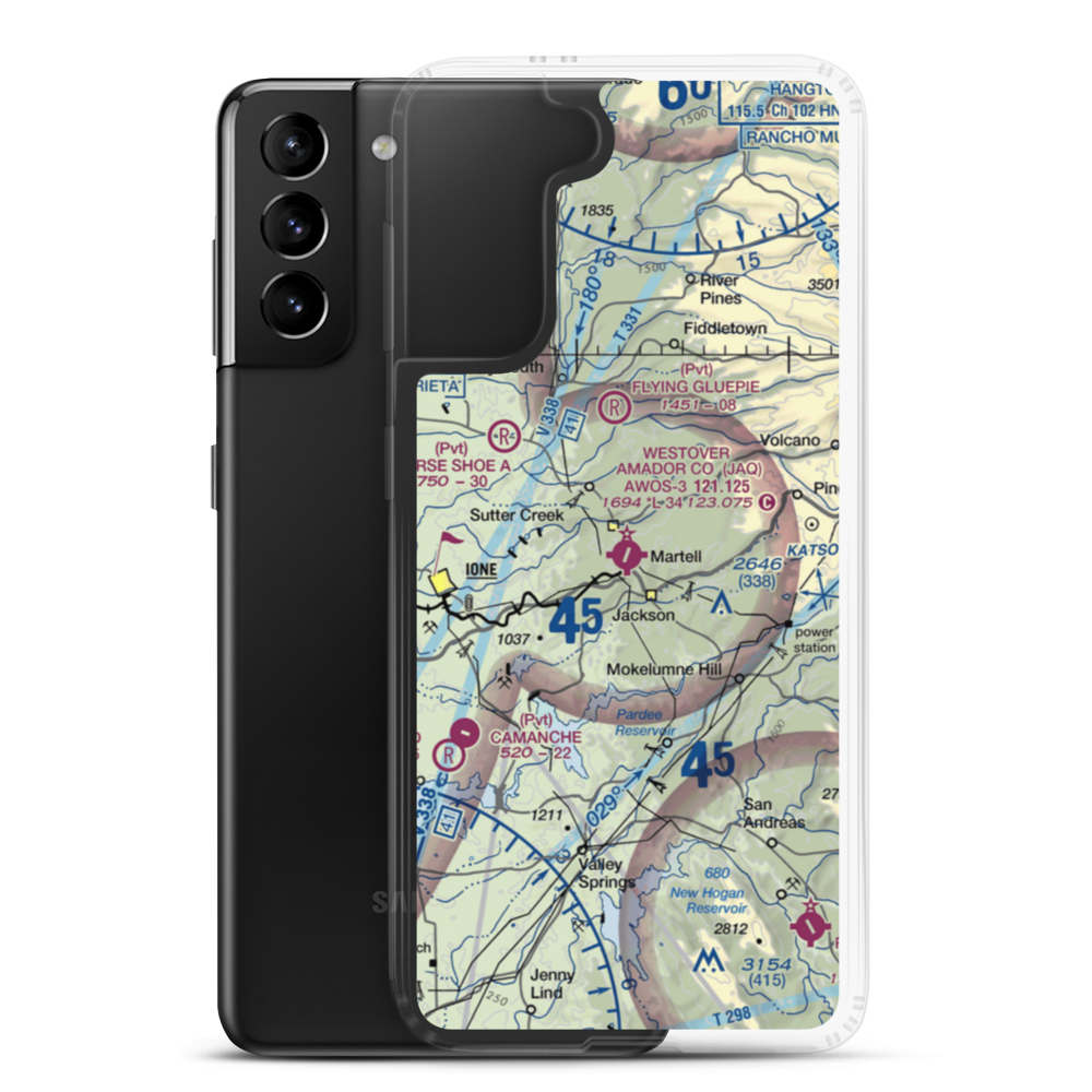 Westover Field Amador County Airport (JAQ) VFR Sectional Samsung Case Samsung Galaxy S21 Plus model shown