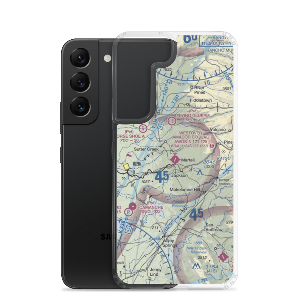 Westover Field Amador County Airport (JAQ) VFR Sectional Samsung Case Samsung Galaxy S22 model shown