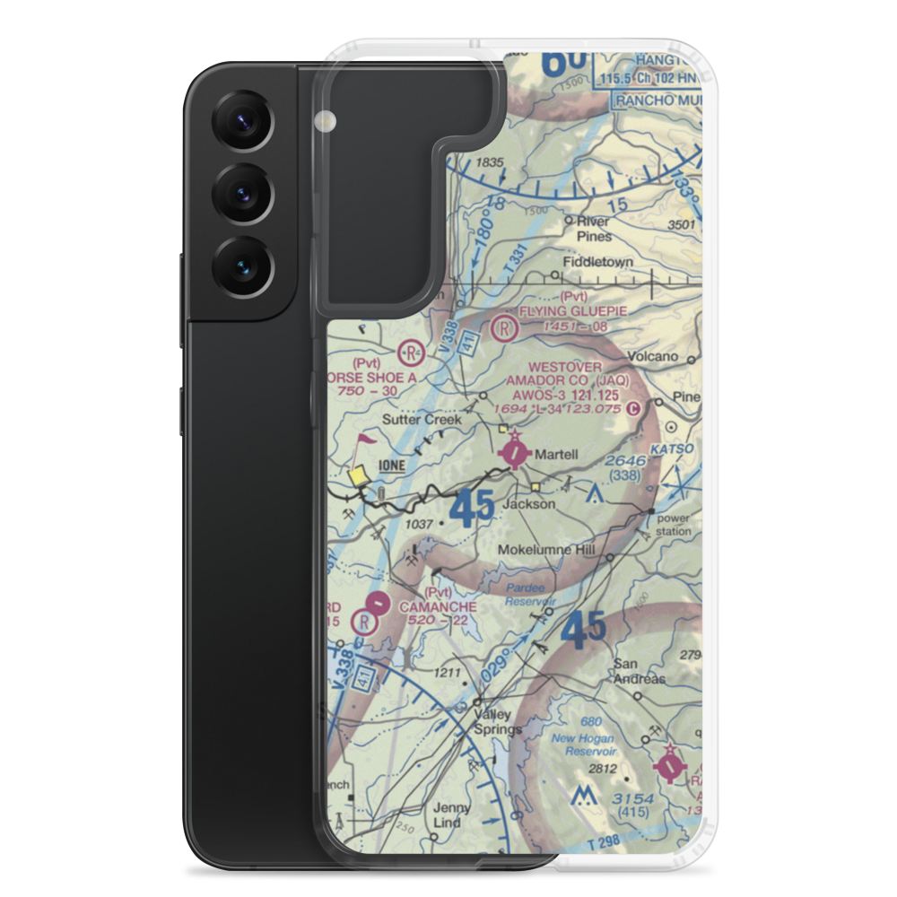 Westover Field Amador County Airport (JAQ) VFR Sectional Samsung Case Samsung Galaxy S22 Plus model shown